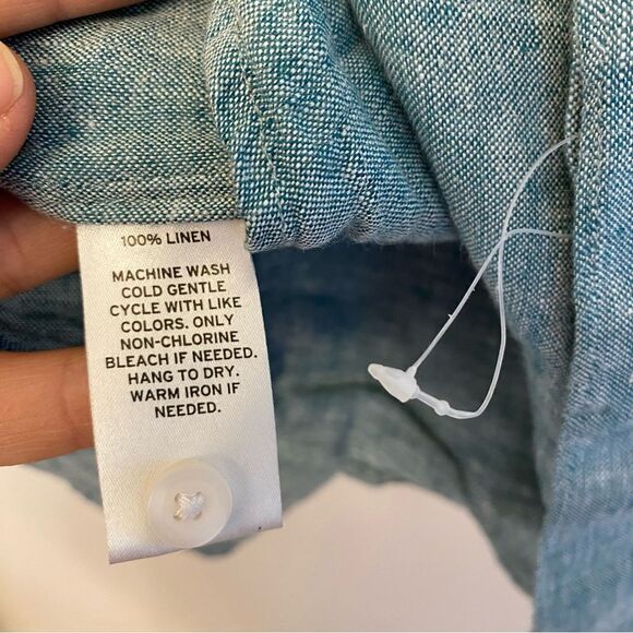 Calibrate mens linen button up casual Short Sleeve Shirt  blue coastal beach XL - Picture 7 of 11